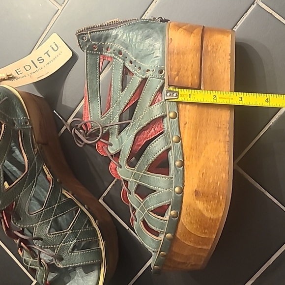 Bed Stu Shirin F399046 Womens Green Leather Zipper Platforms Sandals size 10 - Picture 3 of 9